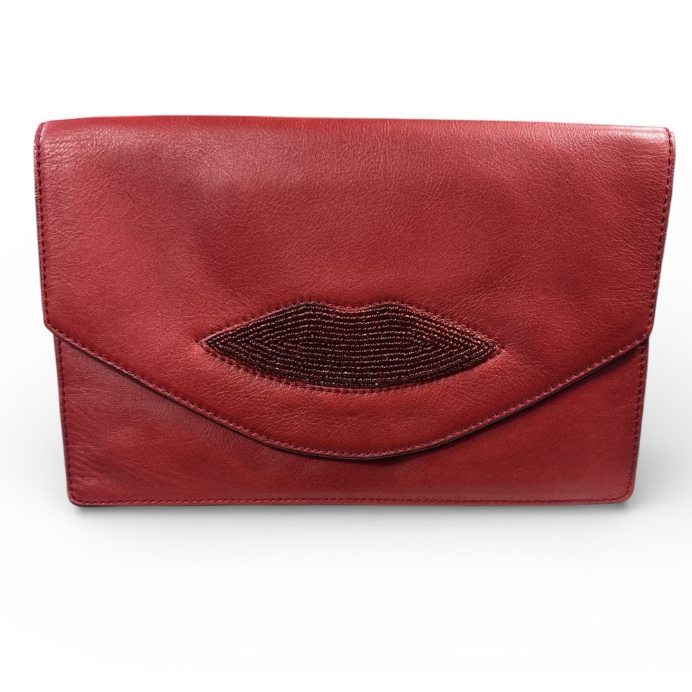 VTG Banana Republic L Wren Scott‎ Collection Red Genuine Leather Clutch